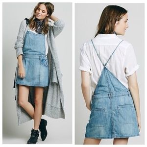 Free People Denim Dress Jumper Overalls Jean Size0